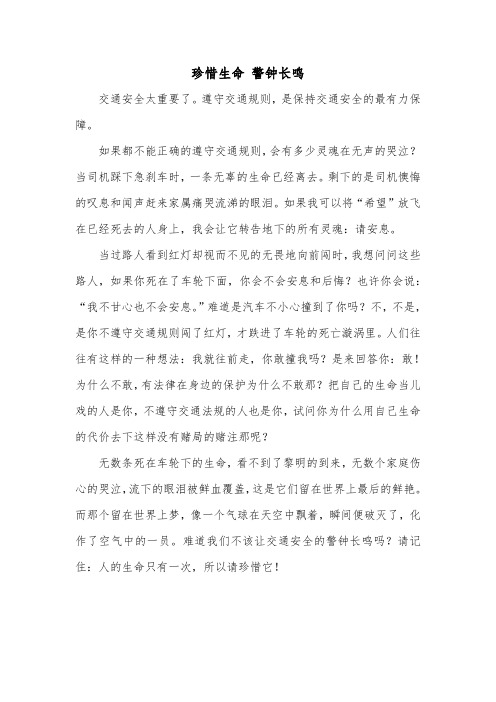珍惜生命 警钟长鸣