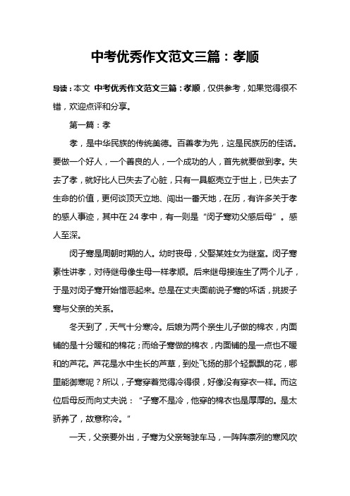 中考优秀作文范文三篇：孝顺