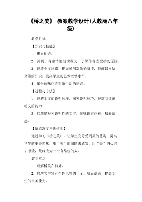 《桥之美》 教案教学设计(人教版八年级)