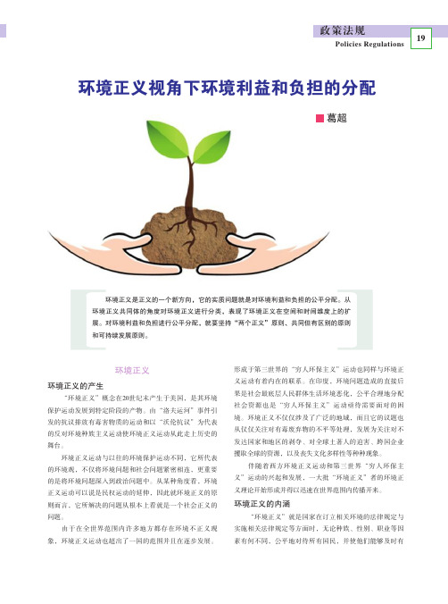 环境正义视角下环境利益和负担的分配