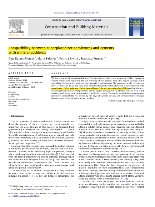 Compatibility between superplasticizer admixtures and cements  with mineral additions