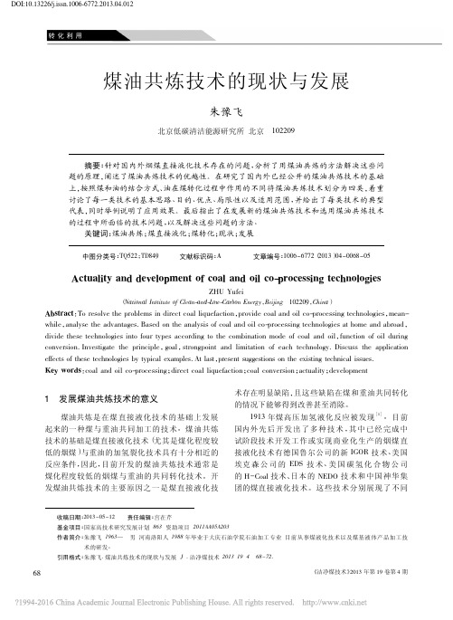 煤油共炼技术的现状与发展_朱豫飞
