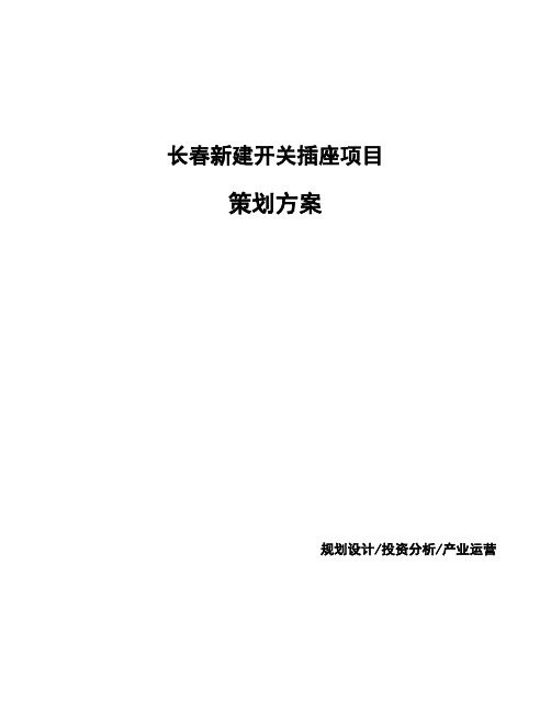 长春新建开关插座项目策划方案