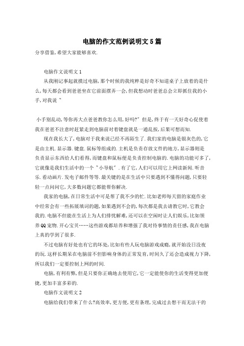 电脑的作文范例说明文5篇