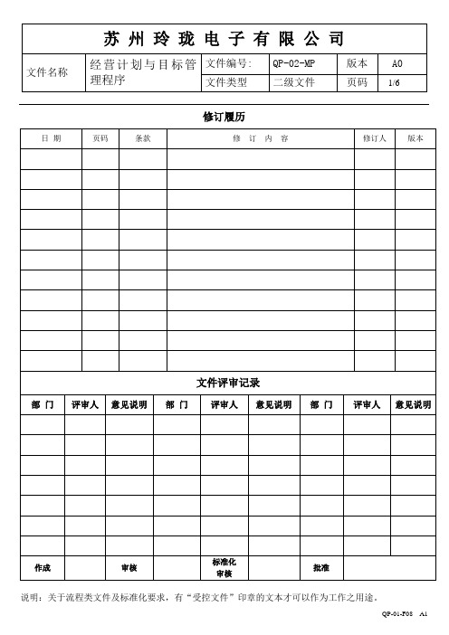 经营计划与目标管理程序