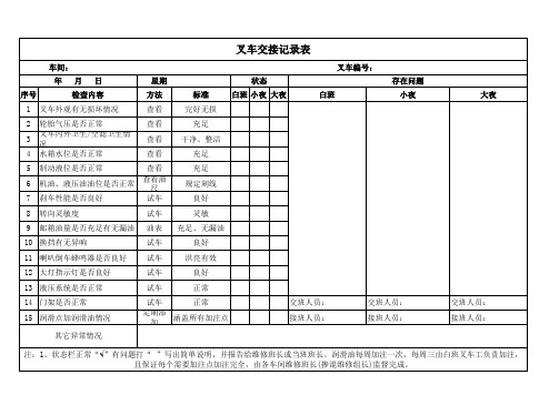 叉车交接记录表