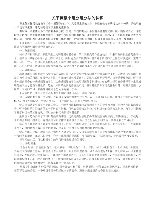 关于班级小组分组分法的认识