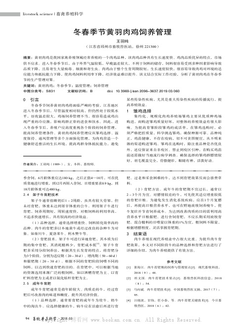 冬春季节黄羽肉鸡饲养管理