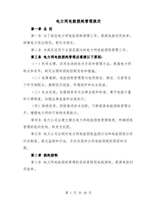 电力网电能损耗管理规定（4篇）
