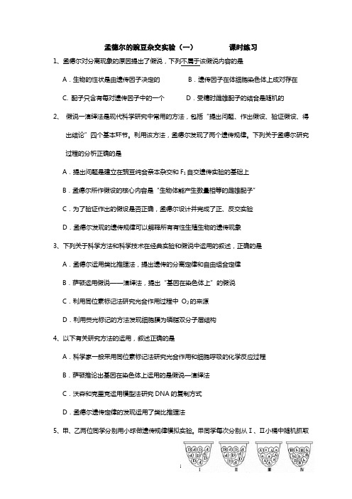 孟德尔的豌豆杂交实验