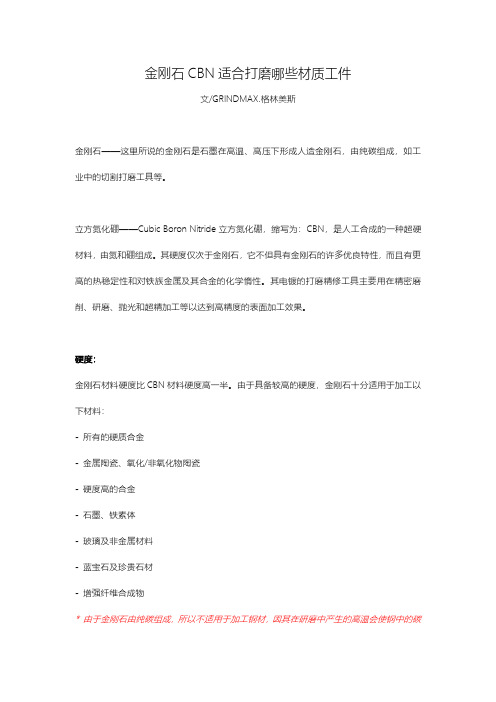 金刚石CBN磨头适合打磨哪些材质工件