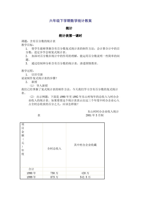 西师版数学六下 4.2 统计综合应用