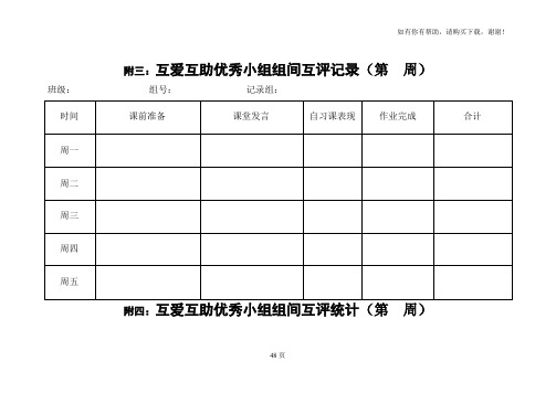互爱互助优秀小组组间互评记录