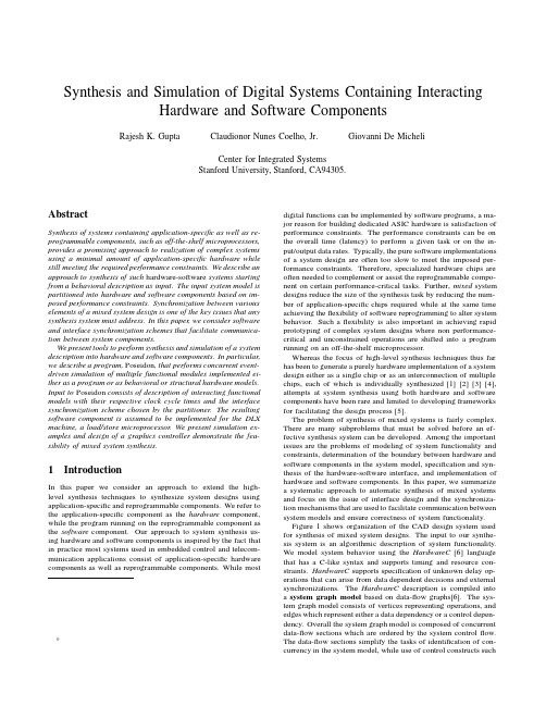 Synthesis and Simulation of Digital Systems Containing Interacting Hardware and Software Co
