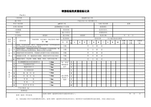 盖梁钢筋检验批质量检验记录