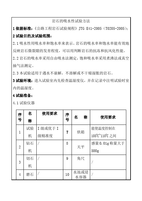 岩石的吸水性试验方法