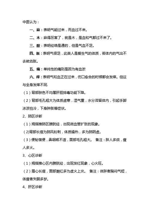 中医的酸麻胀痛痒