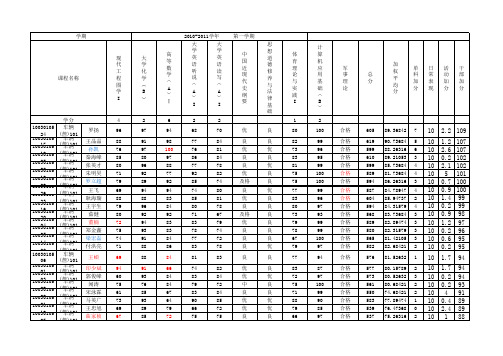 2010最新成绩统表