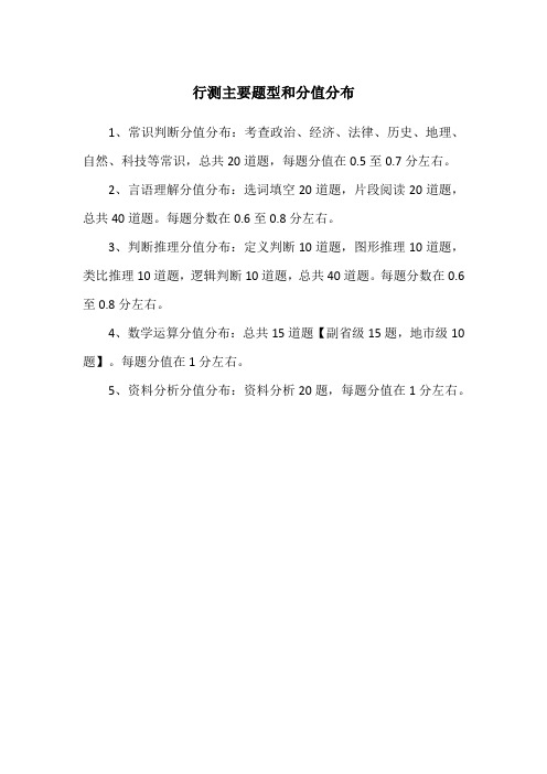 行测主要题型和分值分布