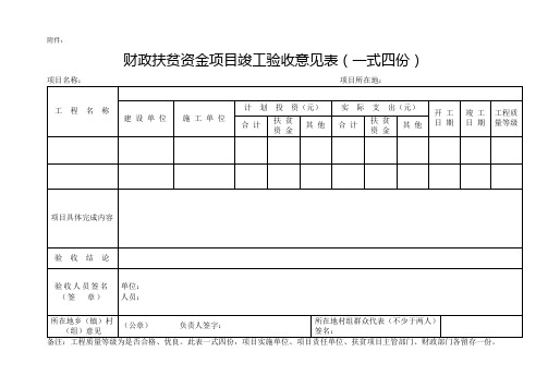 财政扶贫资金项目竣工验收意见验收表