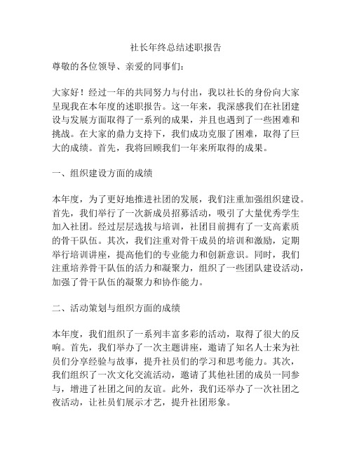 社长年终总结述职报告