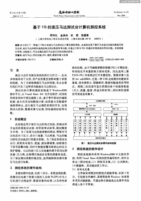 基于VB的液压马达测试台计算机测控系统