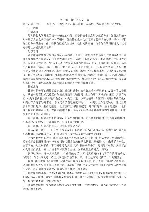 关于那一盏灯的作文三篇