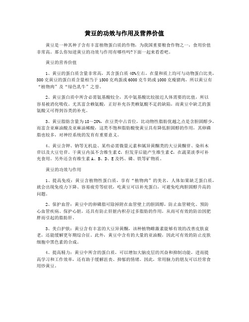 黄豆的功效与作用及营养价值