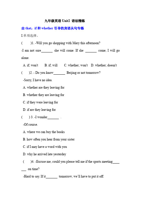 九年级英语Unit2 语法精练(含答案)