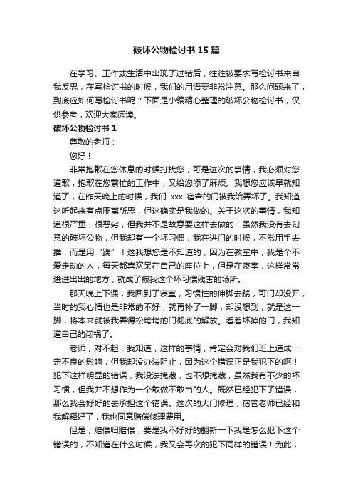 破坏公物检讨书15篇