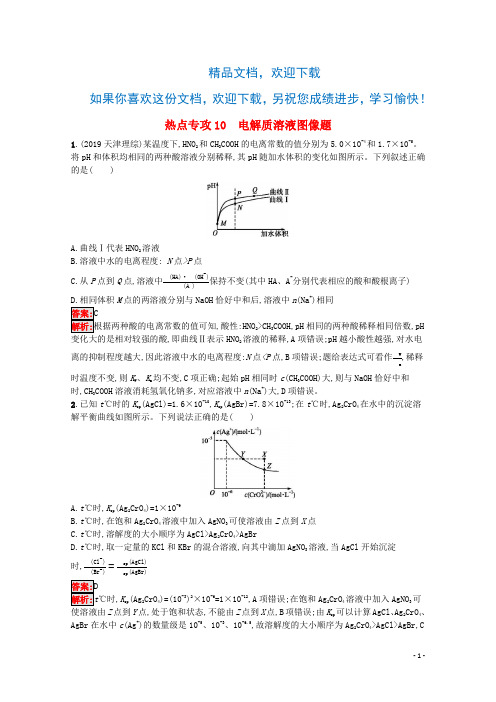 (天津专用)2020高考化学二轮复习热点专攻10电解质溶液图像题训练(含解析)