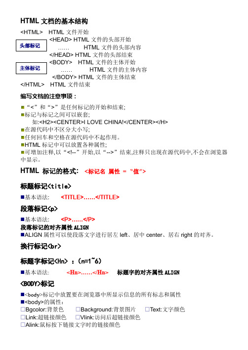 HTML文档的基本语法结构