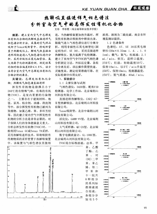 热解吸直接进样气相色谱法分析室内空气中的总挥发性有机化合物