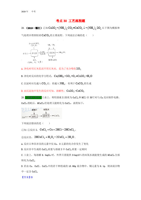 江苏省13地市(2017_2019年)中考化学试题分类 汇编：考点30工艺流程题