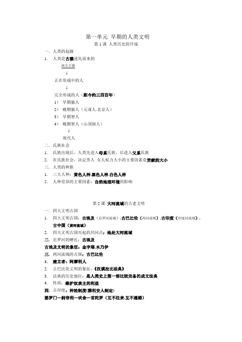 人教版世界历史第一二三四单元笔记