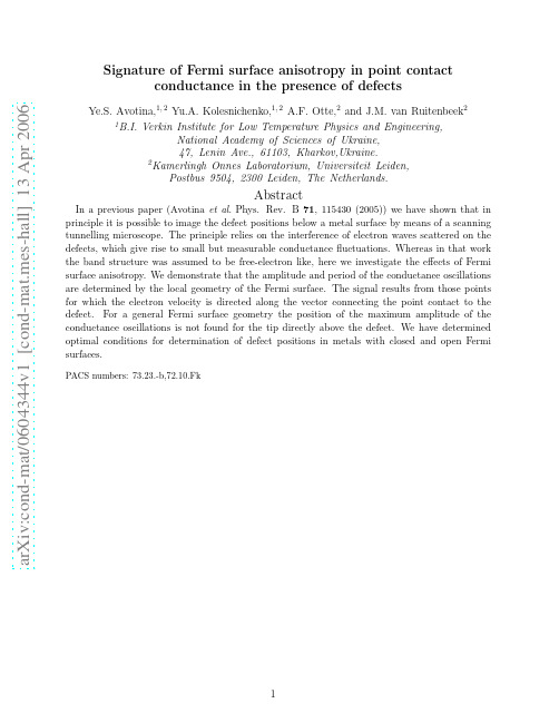 Signature of Fermi surface anisotropy in point contact conductance in the presence of defec