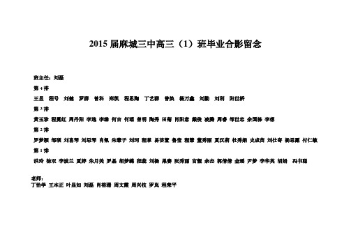 2015届麻城三中高三(1)班毕业合影留念