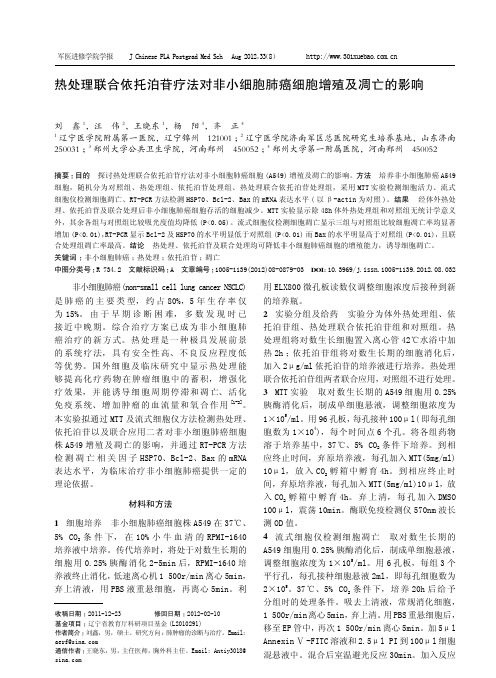 热处理联合依托泊苷疗法对非小细胞肺癌细胞增殖及凋亡的影响
