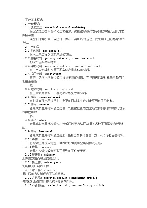 CNC加工中常用的工艺术语
