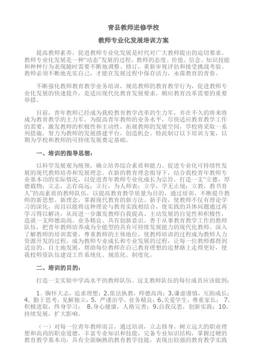 教师专业化发展培训方案