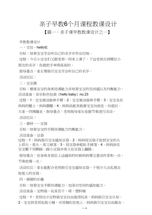 亲子早教6个月课程教案