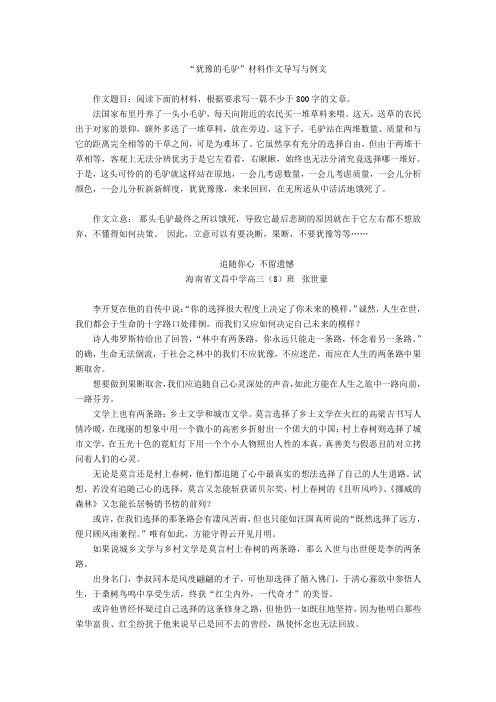 6“犹豫的毛驴”材料作文导写与示例