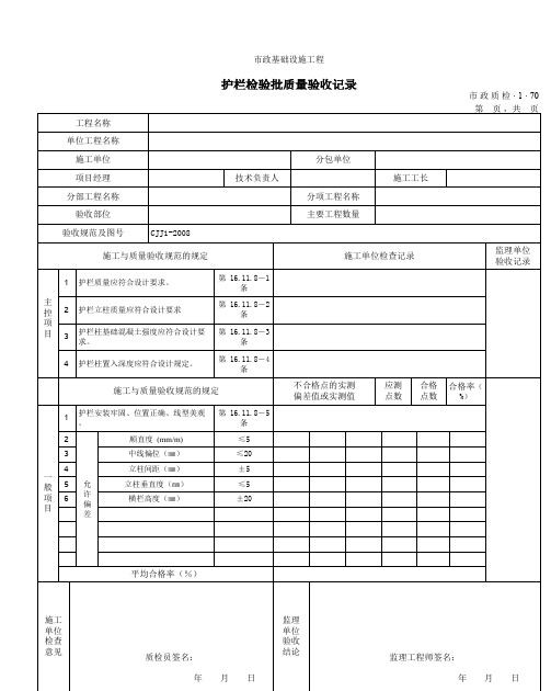 3170护栏检验批质量验收记录