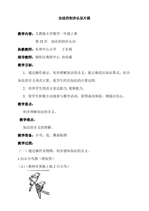 一年级上册数学《加法的初步认识》教案