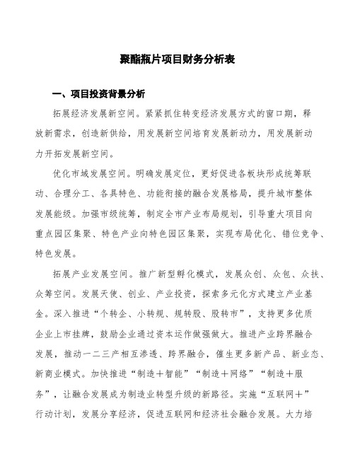 聚酯瓶片项目财务分析表