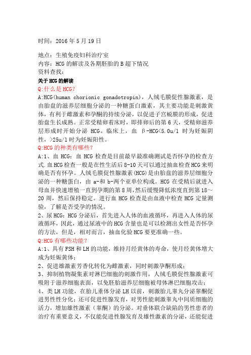 HCG的解读及各期胚胎B超下情况