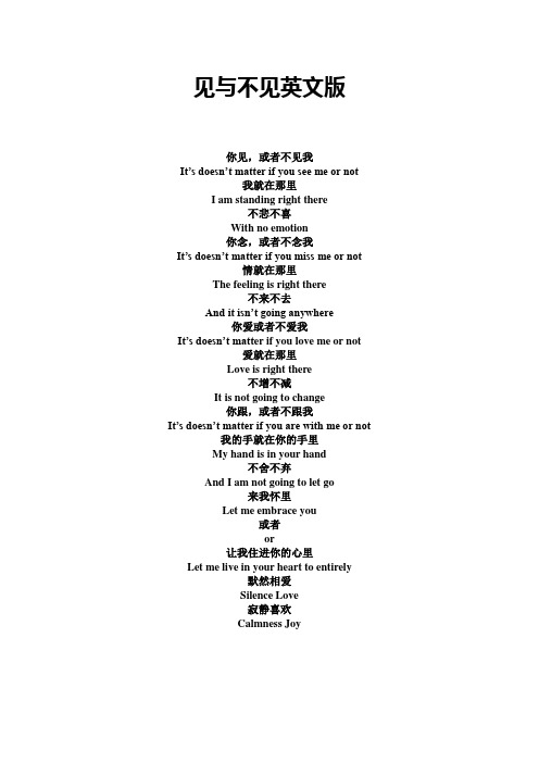 见与不见英文版