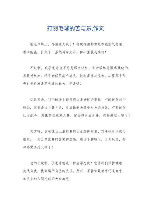 打羽毛球的苦与乐,作文