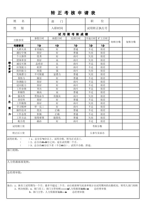 试用期满考核表