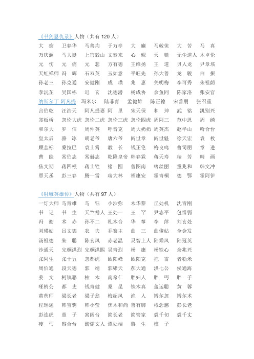 经典武侠名字